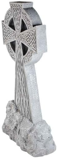 Celtic Garden Cross, Stone Finish Decorative Outdoor Cross with Intricate Knotwork Design