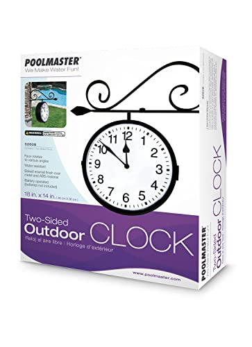 Poolmaster 52608 Dual Sided Hanging Indoor Clock or Outdoor Clock, Black Medium