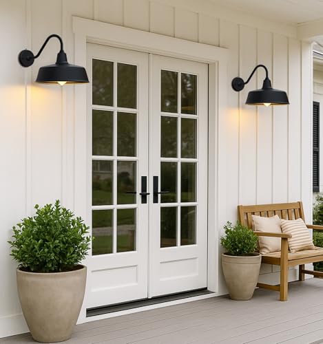 JOESA 11" Black Outdoor Gooseneck Barn Lights - 2-Pack