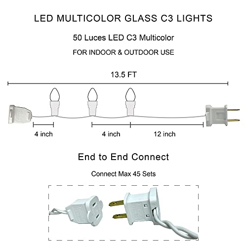 Easter LED String Lights - 50 Count Multi Color C3, 120V, Connectable