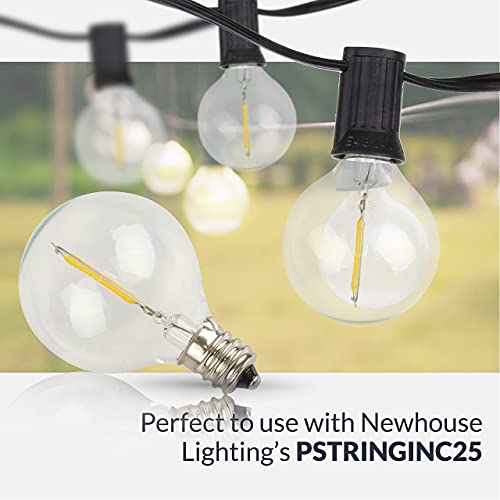 G40 LED Clear Globe Bulbs - 25 Pack, E12/C7 Base, 1.57"