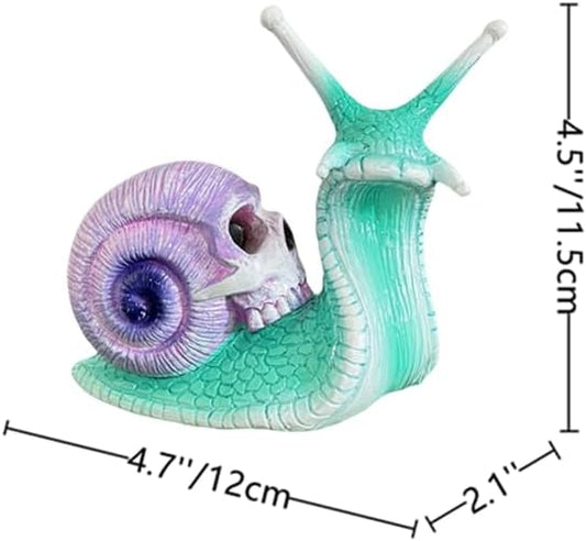 Skull Snail Sculpture Garden Decor Statue Halloween Skulls Decor Ornament Gothic Home Decor Resin Crafts for Home Outdoor Landscape Office Decor,Blue