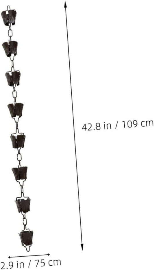1m Antique Finish Decorative Rain Chain Chain Gutter Hangers Replacement Chimes Cups for Garden