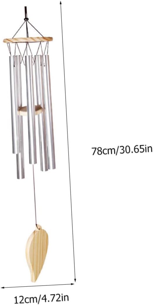 VANZACK 1Pc Aluminum Tube Wind Chime Beautiful Hanging Craft for Garden Decor Silver Color Birthday Durable Outdoor Bell for Courtyards Patios and Backyards