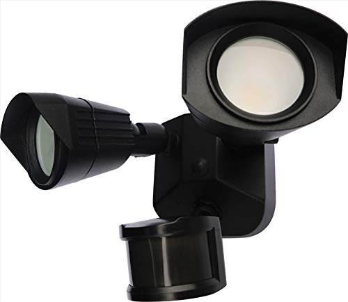 Nuvo LED Dual-Head Security Light - Black, Motion Sensor, 4000K