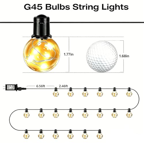 50ft Outdoor String Lights - 20 LED Warm White Bulbs