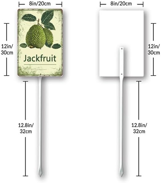 Uptell Vintage Aluminum Jackfruit Fruit Signs Yard Sign with Stake for Garden Fruit Garden Label Stakes Plant Markers for Outdoor Plants Waterproof 8x12 inch