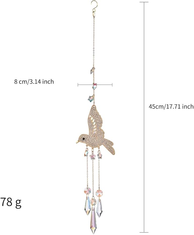 Rhinestones Hummingbirds Crystal Suncatcher Indoor Window Hanging Sparkling Bird Prism Sun Catchers