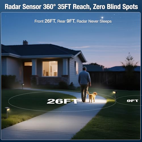 Solar Motion Sensor Spotlights - Waterproof, Warm Yellow, 4-Pack