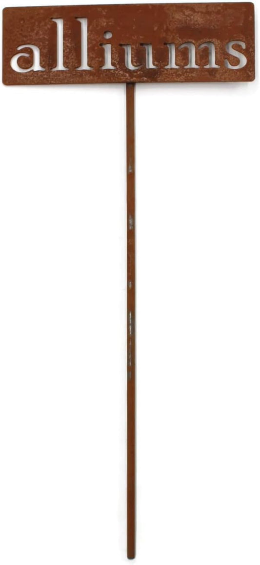 Classic Metal Garden Markers 19 Inches Tall (alliums, Naturally Rusted)