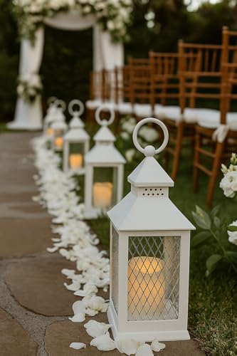 Farmhouse 10" Lantern - LED Candle, 5-Hour Timer, White