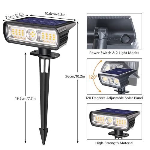 Toodour Solar Spot Light Outdoor - 2 Pack, 2 Modes