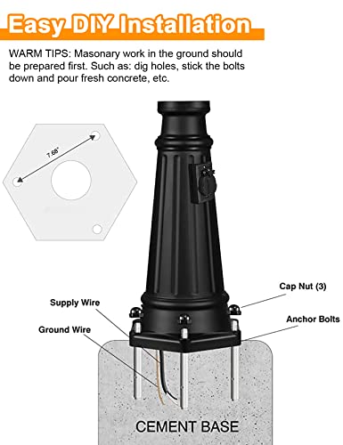 Retro Double Head Outdoor Post Light - 86.6" IP65 Waterproof