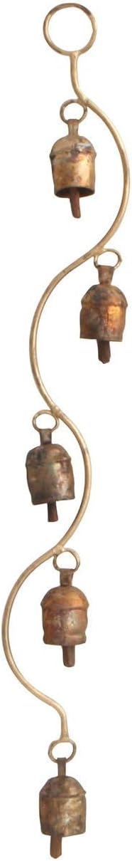 Traditional Indian Curved Stem Wind Chime with Authentic Bells - Available in 5 or 7 Bell Variants, Handcrafted and Fairtrade (5 Bells)