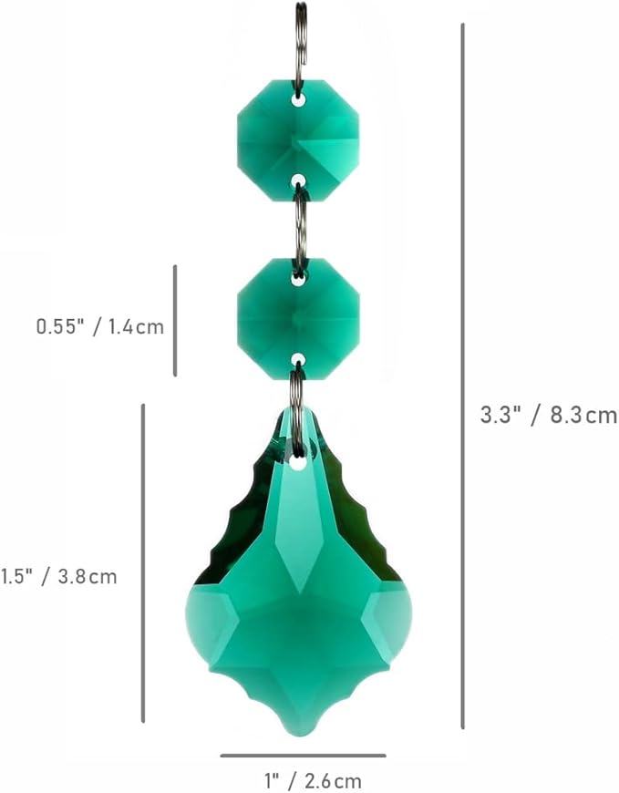 20pcs 38mm Crystal Maple Leaf Chandelier Prism Replacement Pendant with Crystal Glass Beads for Chandelier Christmas Decoration (Multi Color)