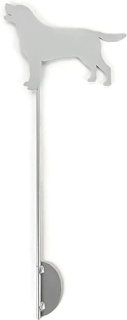 Pets and Farm Animals Metal Garden Landscape Stake (9" Wide Labrador Dog on Stake, Silver)