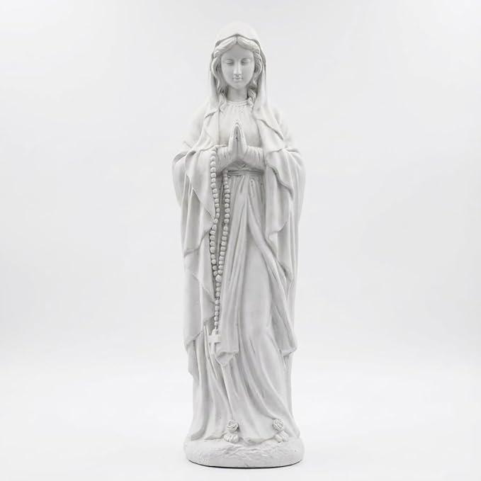 Virgin Mary Praying Statue 29.3 Inch Tall Religious Magnesium Oxide Stone Decorations Statue Outdoor Garden Clearance for Home Lawn Yard Patio Hallway Decor Sculpture