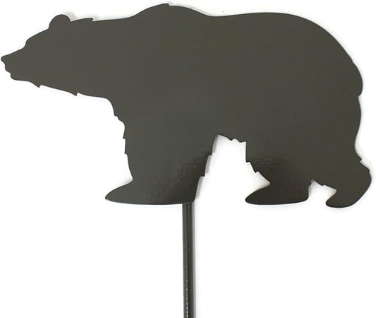 Animal Wildlife Style Steel Rustic or Powder Coated Metal Yard Stake (Bear 20" Tall, Bronze Charcoal)