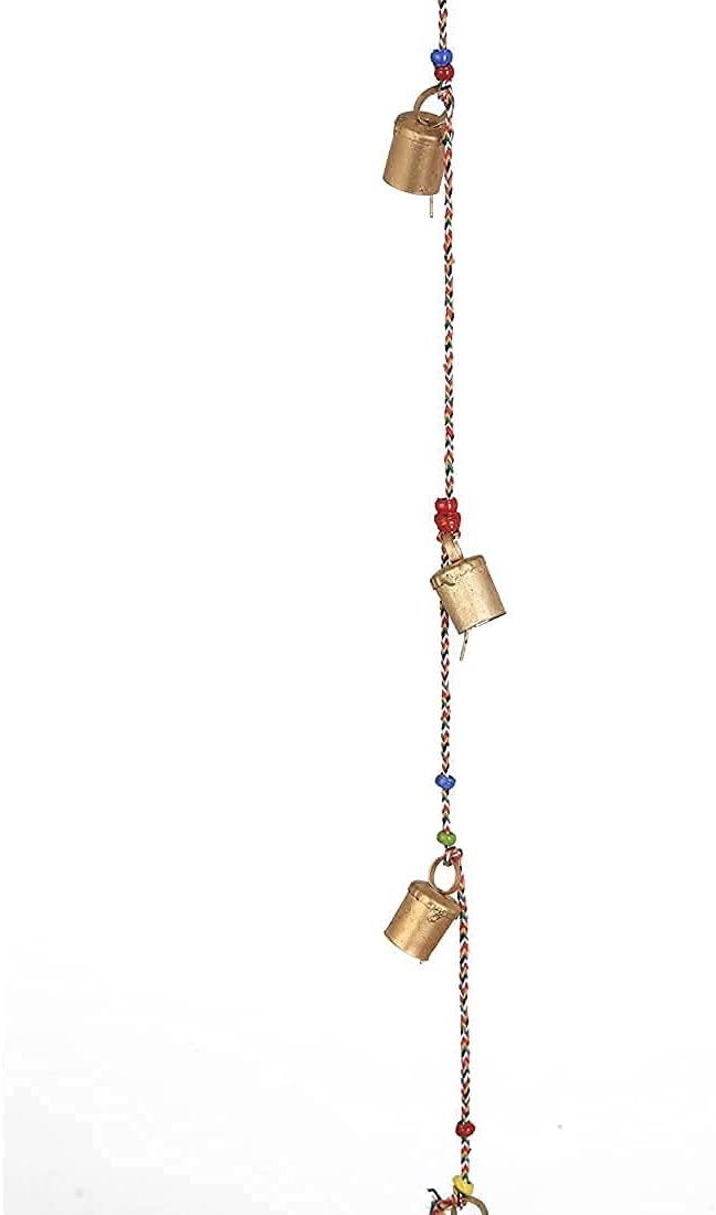 Set of 2 Rustic Vintage bell for Home Wall Christmas New Year decor decoration Garden - 5 handmade bells in a string with beads. Wind Chime Bell Chime Cow Cat Cattle bells Gifting