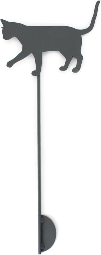 Pets and Farm Animals Metal Garden Landscape Stake (9" Wide Cat on Stake, Dark Gray)