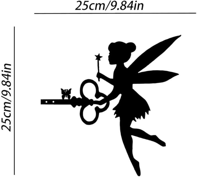 Metal Iron Fairy Butterfly on Branch Steel Silhouette Metal Outdoor Lawn Art Garden Yard Patio Outdoor Statue Stake Decoration