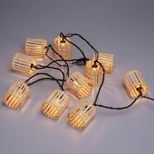 Bamboo Boho Lantern - 5Ft String with 10 Incandescent Bulbs