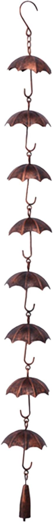 Rain Chain 39 Inch Long Rain Catcher Chain Effective Drainiage 8 Umbrella Cups Rust Resistant Chains for Outside Downspout Decorations, Chains for Gutters, Copper