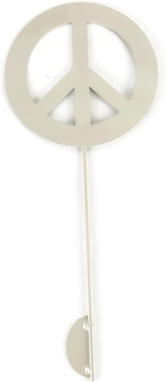 Peace and Heart Staked Signs or Wall Art Rustic or Powder Coated Finishes (Peace Small Stake 21", Cream)