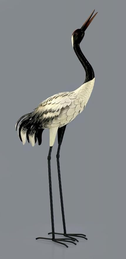 AI-GG9565-Q06 41.9 in. Metal Heron Garden Sculpture White & Black - Set of 6