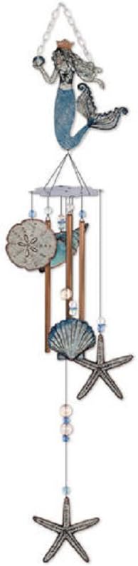 Sunset Vista Designs 92453 Mermaid Metal Wind Chime, Seashells