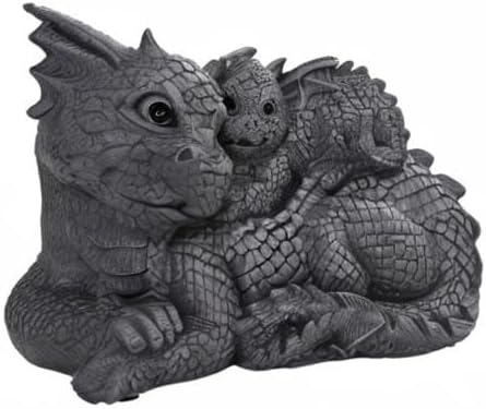 Pacific Giftware PT Garden Dragon Family Dragon Garden Display Decorative Accent Sculpture Stone Finish 10 Inch Tall