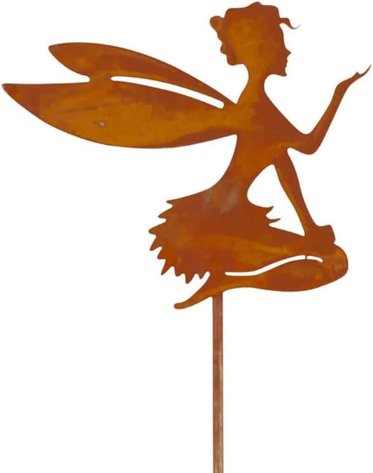 Decorative Garden Stakes Fairy Silhouette Metal Yard Stakes Arts Outdoor Garden Decor Spring Decor (C)