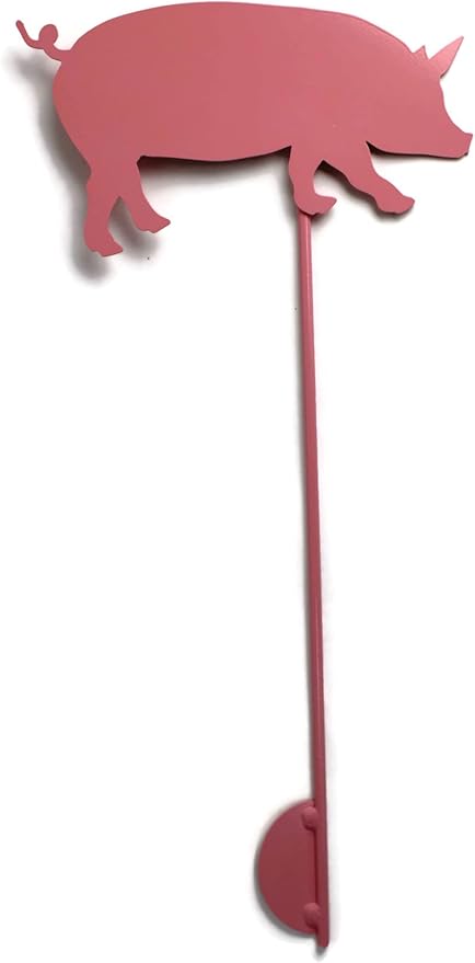 Pets and Farm Animals Metal Garden Landscape Stake (9" Wide Pig on Stake, Pink)