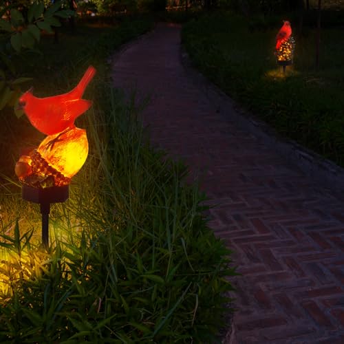 Solar Cardinal Bird Stakes - 2 Pack Waterproof