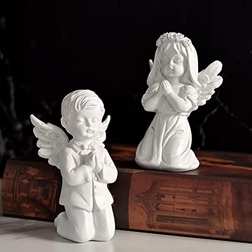 Asng Cherubs Angels Resin Garden Statue Figurine, Adorable Angel Sculpture Memorial Statue, Indoor Outdoor Home Garden Decoration (Praying Cherub-boy)