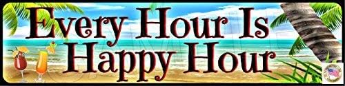 Tiki Bar Mini Street Sign 3"x12" All Weather Metal Beach Bar Every Hour Pool Hot Tub Luau