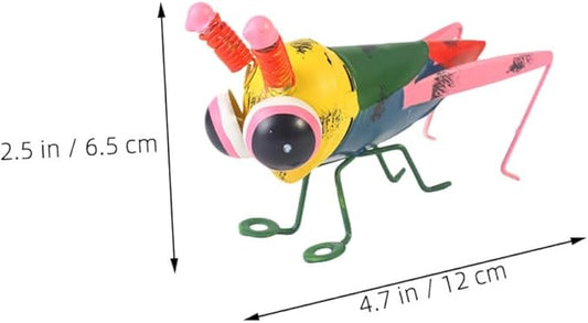NUOBESTY 3pcs Colorful Iron Art Locust Figurines with Weatherproof Coating Lightweight Garden Statue Sculptures for Courtyard Lawn Patio Decor Portable Metal Insect Ornaments with