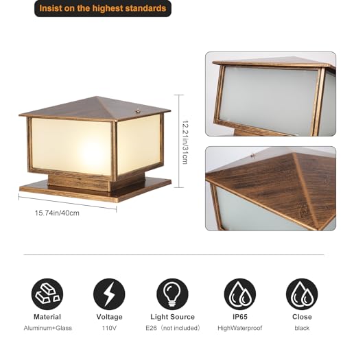 Outdoor Post Lights - Hardwired E26 Column, 3000K