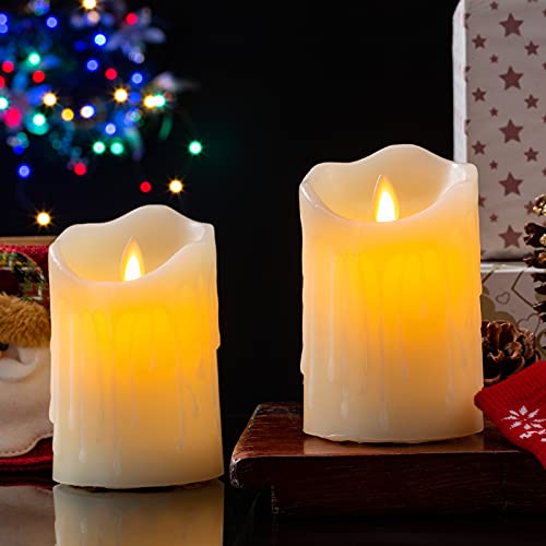 Flameless Candles - 3x5" Real Wax LED, Remote Timer, 2 Set