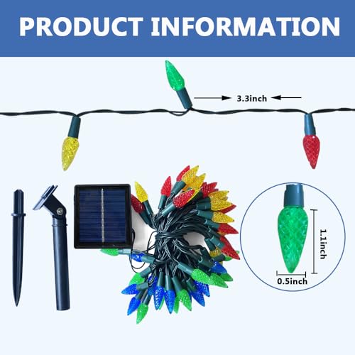 C6 Solar Multicolored 50LED String Lights - 8 Modes Waterproof
