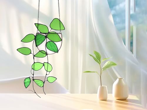 Faux Plant Stained Glass Window Hangings