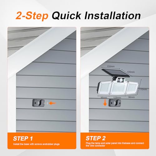 Solar Security Lights - 3 Adjustable Heads, Black