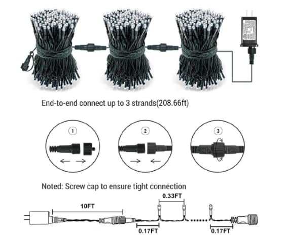 200 LED Christmas String Lights 66FT Cold White