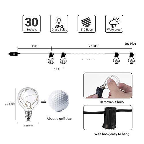 Novtech G40 LED String Lights - 38.5Ft, Multicolor, IP65 Waterproof