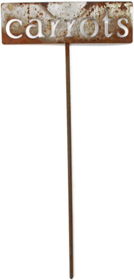 Classic Metal Garden Markers 19 Inches Tall (carrots, Naturally Rusted)