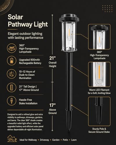 Solar Pathway Lights - LED Garden, 8 Pack