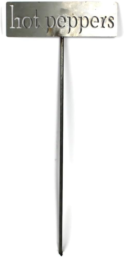Classic Metal Garden Markers 19 Inches Tall (hot peppers, Raw, Unfinished Steel (will rust with time))