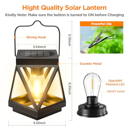 KOOPER Solar Lanterns - 4 Pack Metal Waterproof Outdoor Lights