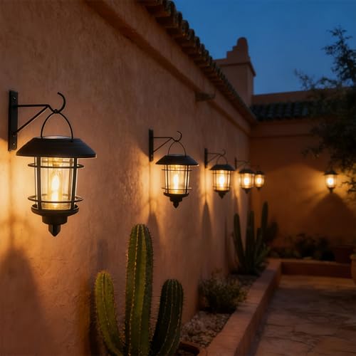 Solar Lanterns 4-Pack - Hanging Edison Bulb Warm White Waterproof