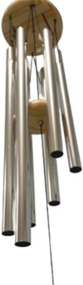 Metal Wind Chimes Silver Windchime 6 Rods Tubes Leaf String with Hook Weather Resistant Material Outside Feng Shui Garden Ornament Patio Yard Balcony Entrance Decoration